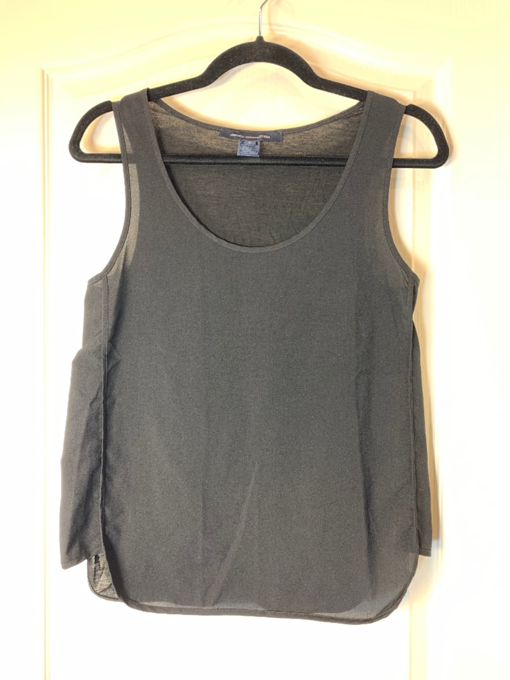French Connection Women’s S Black Mixed Media Flowy Sleeveless Layering Tank Top